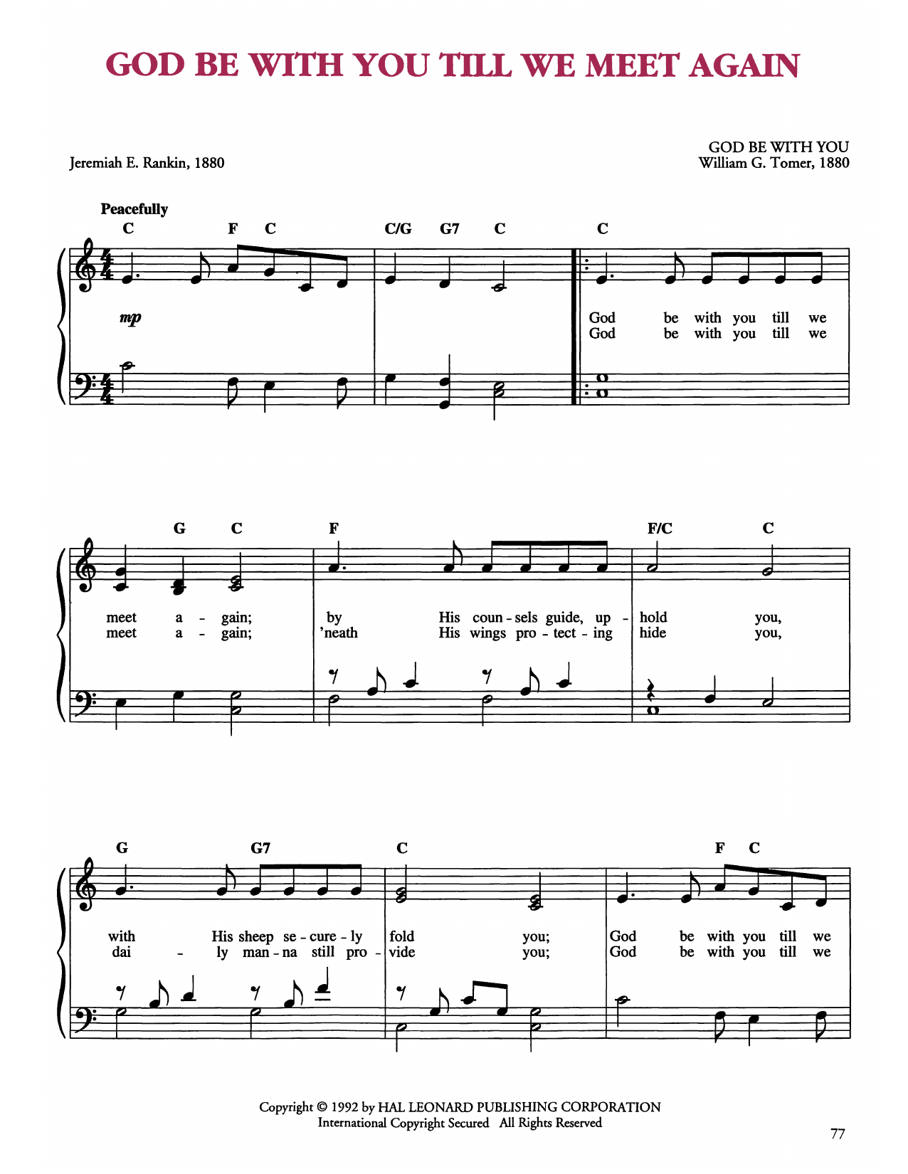 Produktgalerie: Seite 1 von 1 God Be With You Till We Meet Again, William G. Tomer, Klavier