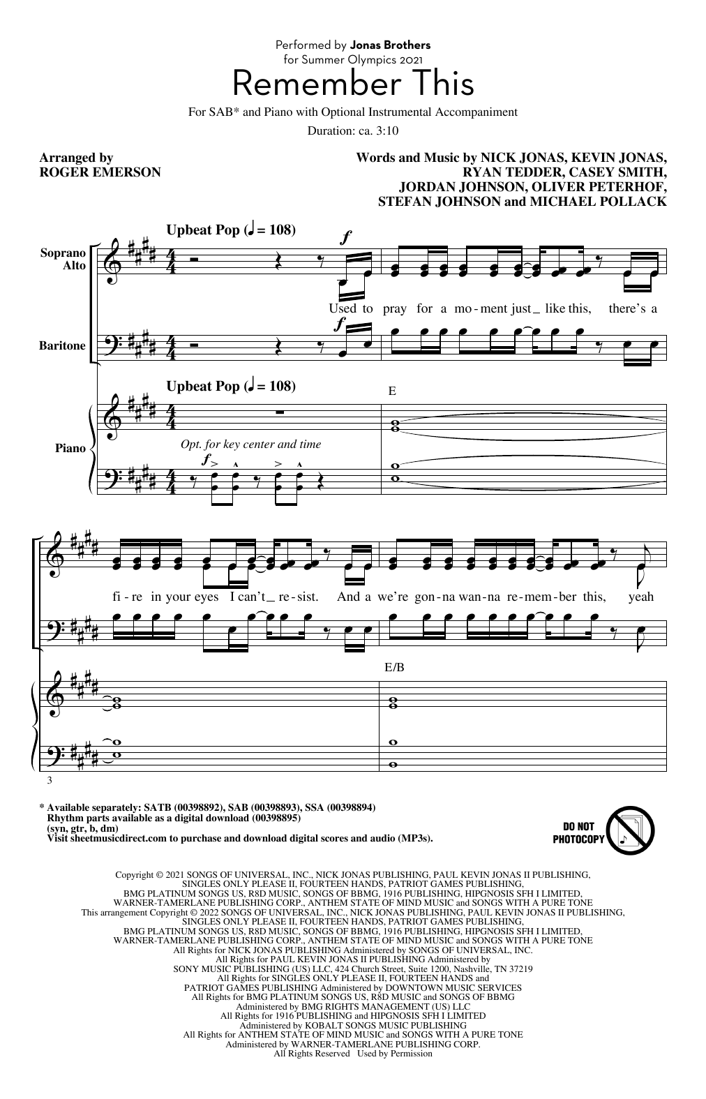 Product picture to: Remember This (arr. Roger Emerson)