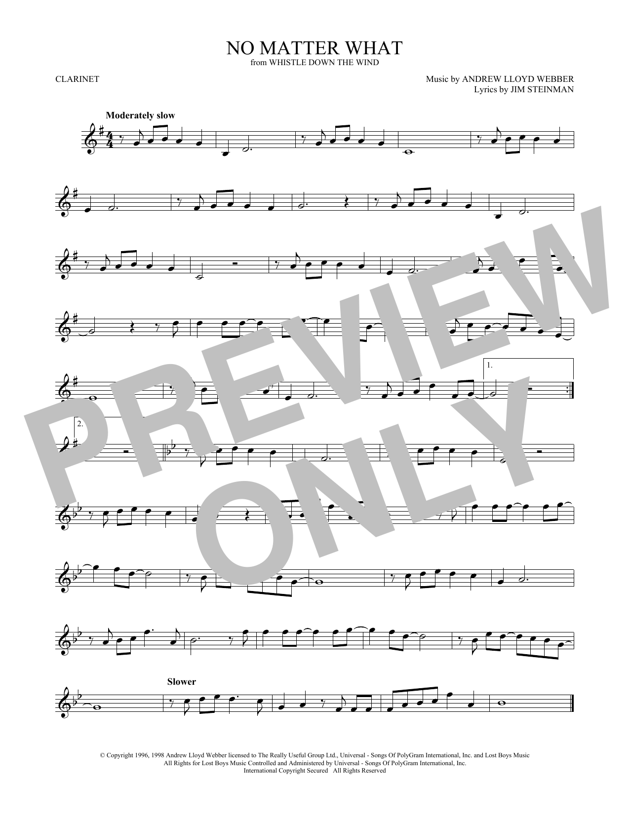 Product gallery: Page 1 of 1 No Matter What (from Whistle Down the Wind), Andrew Lloyd Webber