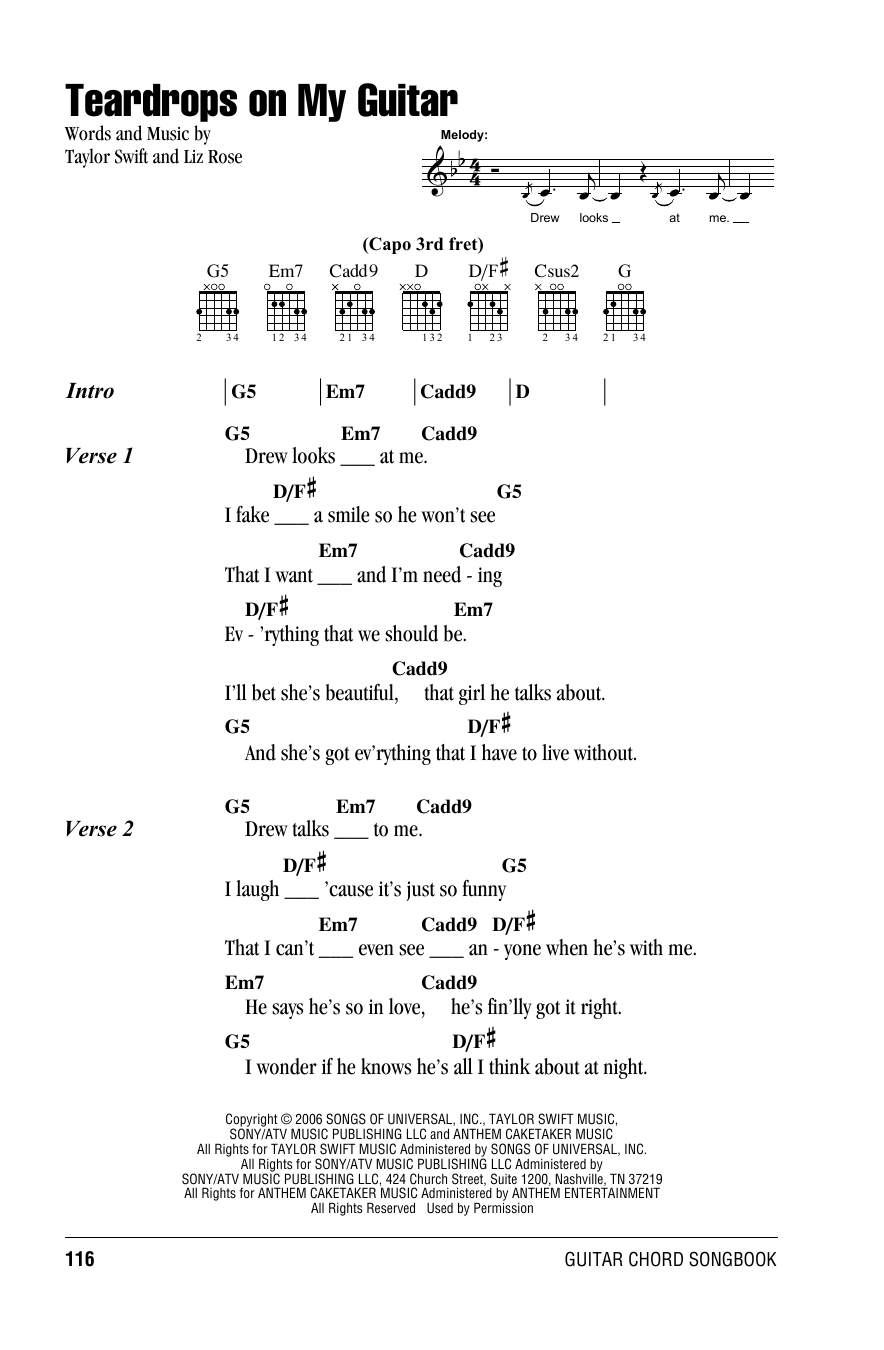 Produktgalerie: Seite 1 von 1 Teardrops On My Guitar, Taylor Swift, Gitarre