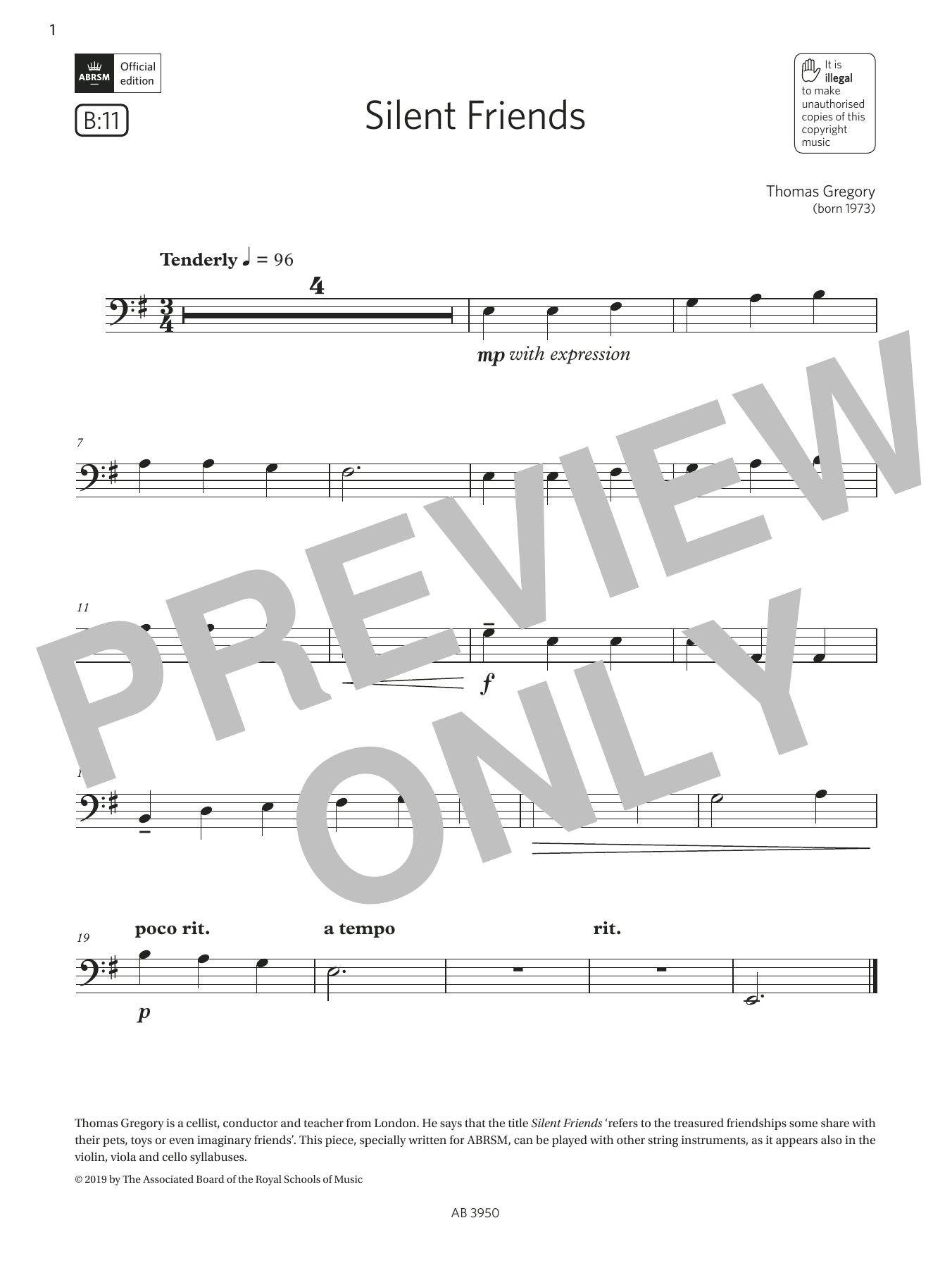 Produktbild zu:  Silent Friends (Grade Initial, B11, from the ABRSM Double Bass Syllabus from 2024) - Thomas Gregory
