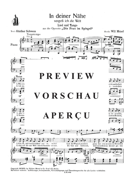 Produktgalerie: Seite 3 von 3 In deiner Nähe vergess ich die Welt, , Klavier und Gesang