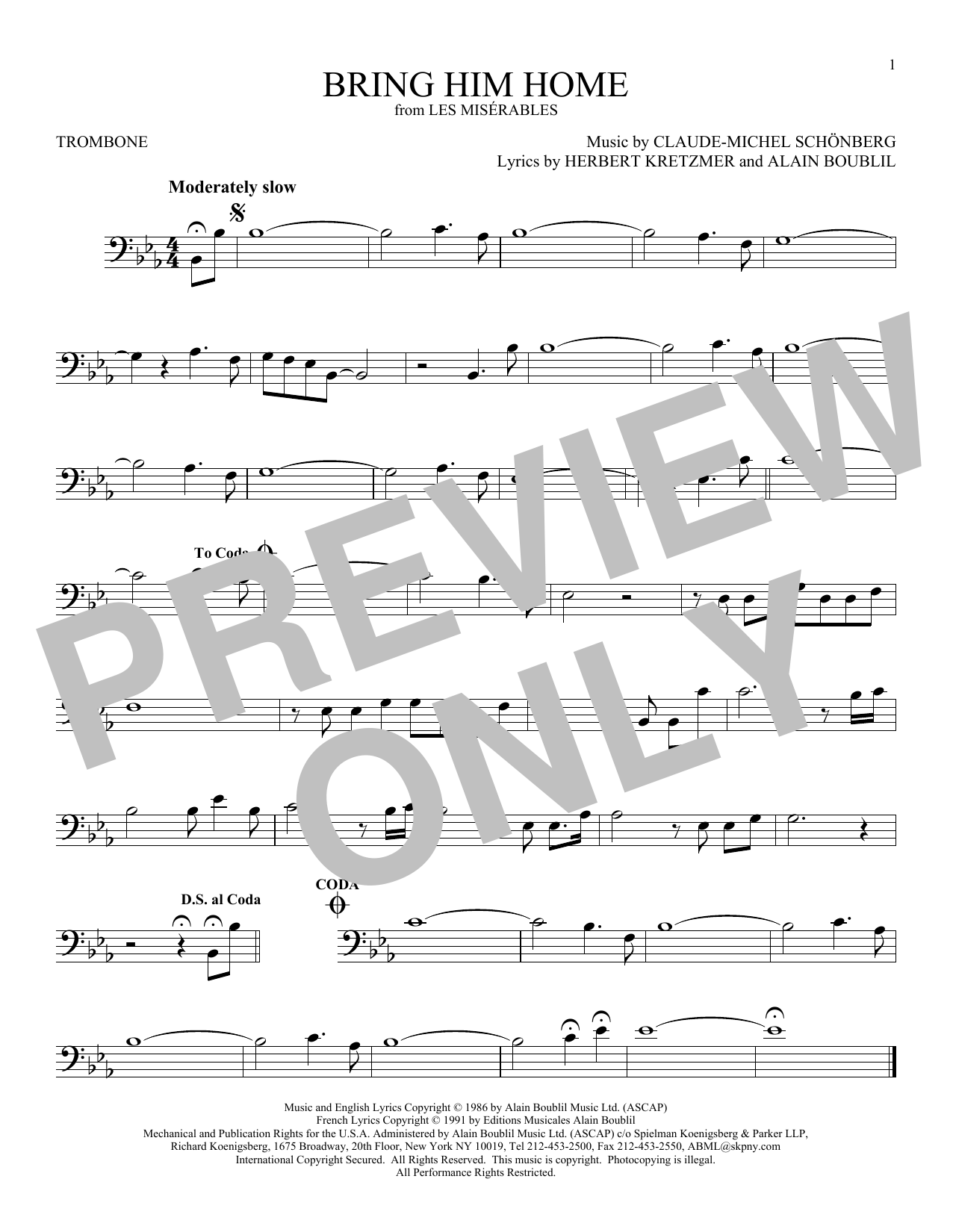 Product gallery: Page 1 of 1 Bring Him Home, Claude-Michel Schonberg