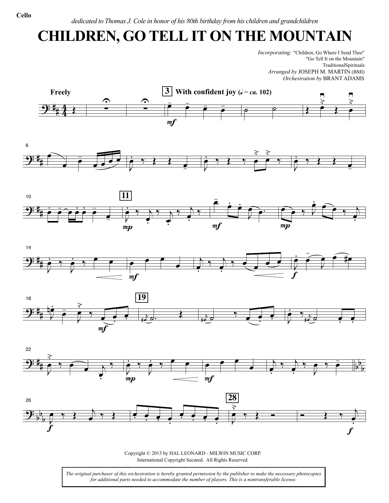 Produktbild zu: Children, Go Tell It on the Mountain - Cello