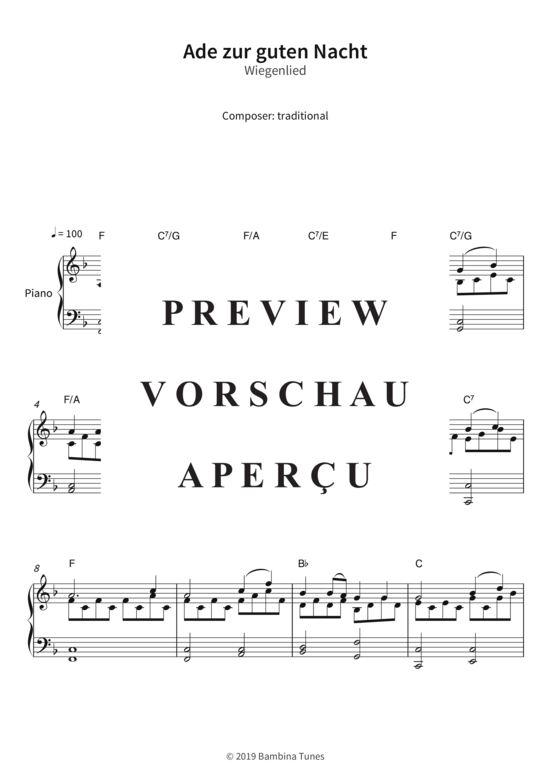 Produktgalerie: Seite 4 von 5 Ade zur guten Nacht - Wiegenlied , , Klavier Solo