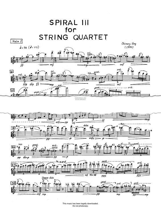 Product gallery: Page 1 of 1 Spiral III (String Quartet No.1), Chinary Ung