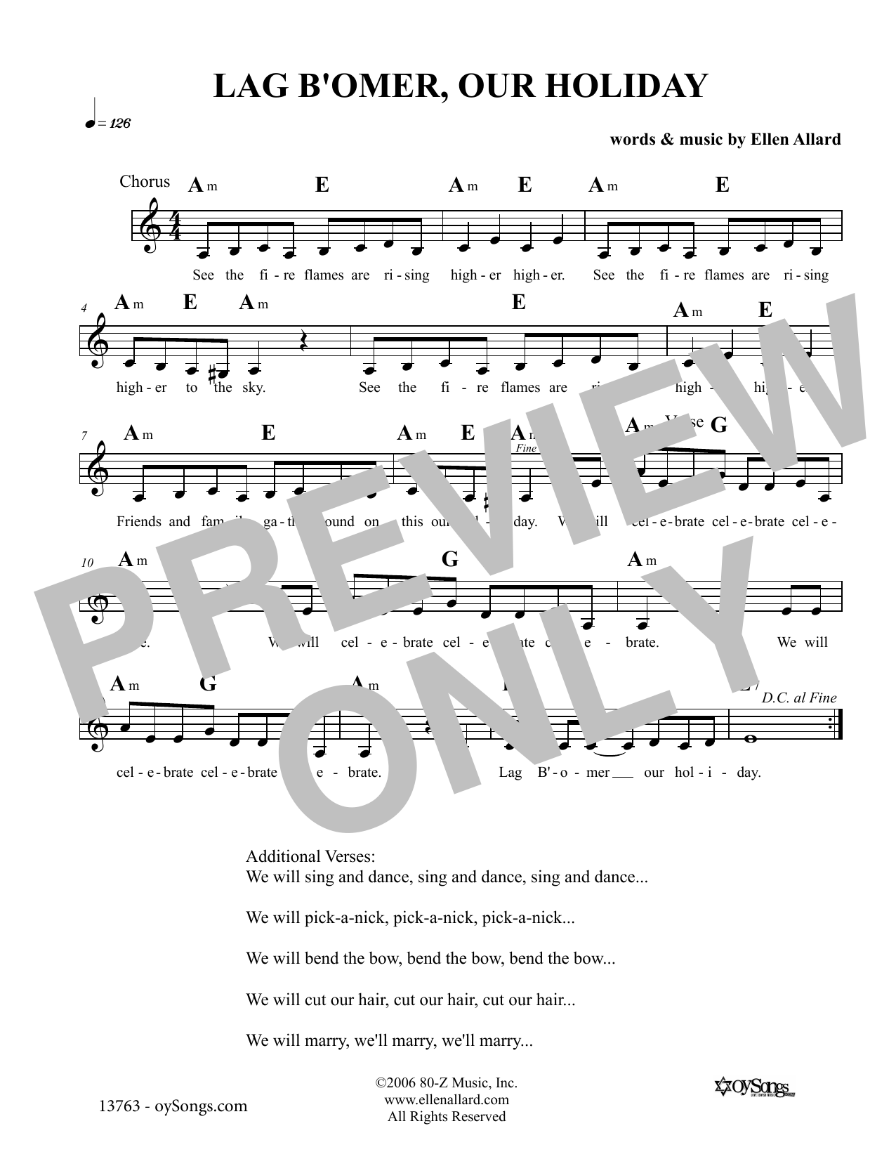 Produktgalerie: Seite 1 von 1 Lag B'omer Our Holiday, Ellen Allard, Melodieinstrument