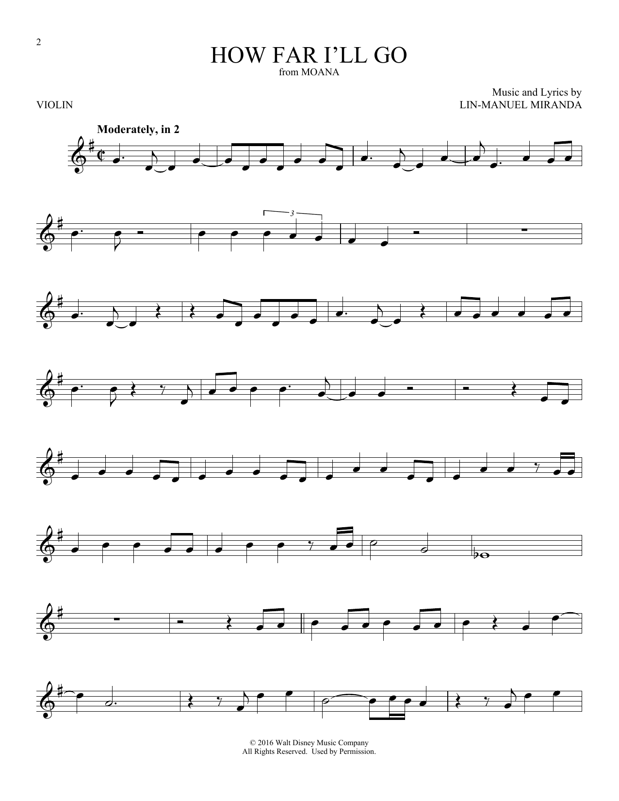 Product gallery: Page 1 of 1 How Far I'll Go (from Moana), Lin-Manuel Miranda