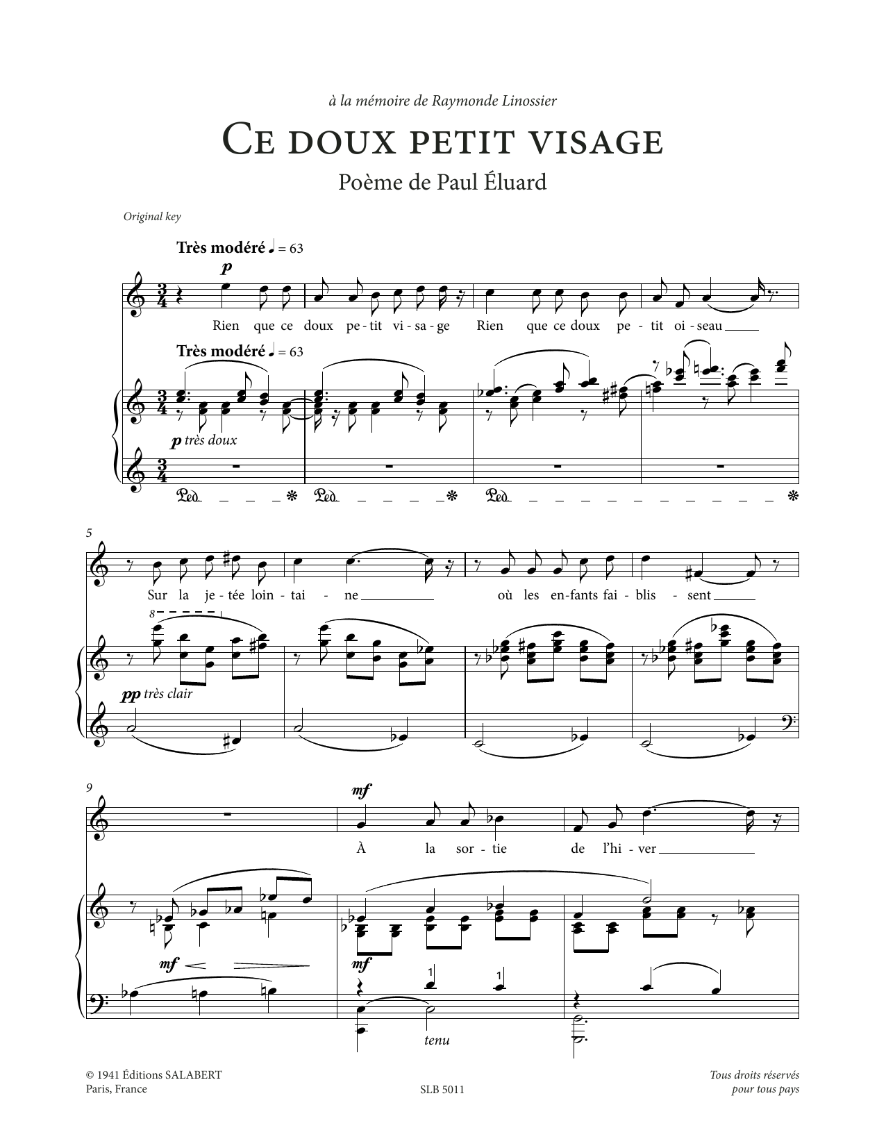 Produktbild zu: Ce doux petit visage (High Voice)