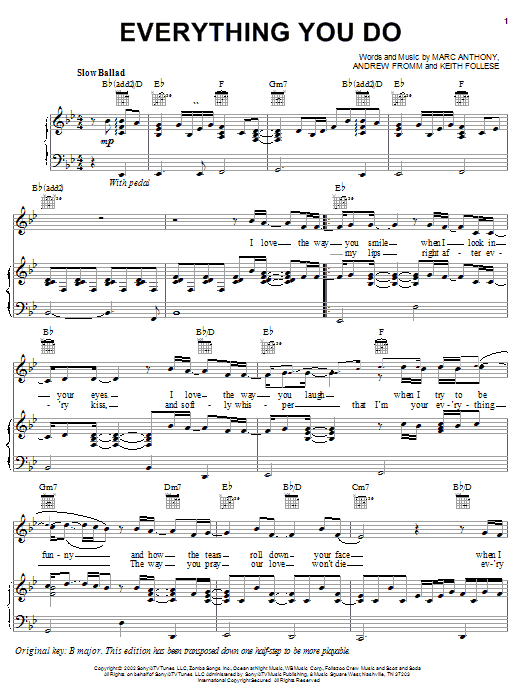 Produktgalerie: Seite 1 von 1 Everything You Do, Marc Anthony, Gesang, Gitarre, Klavier