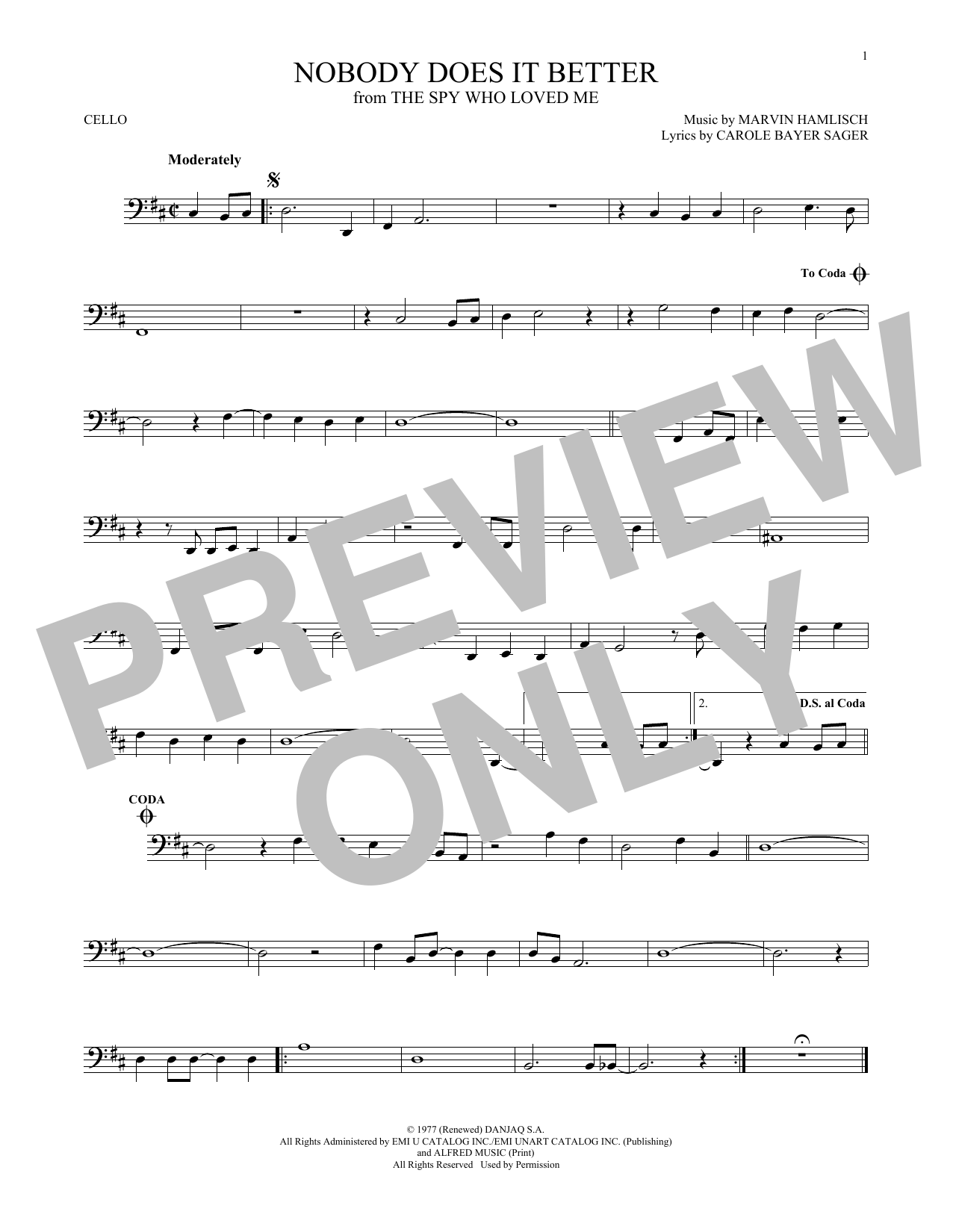 Produktgalerie: Seite 1 von 1 Nobody Does It Better, Carly Simon, Violoncello