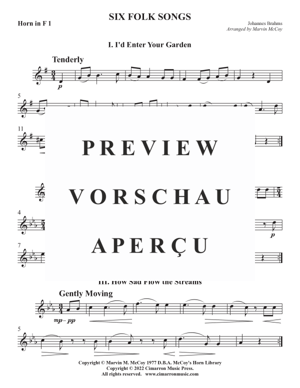 Product gallery: Page 7 of 11 Sechs Volkslieder, , Horn Quartet