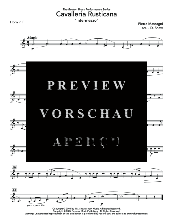 Produktgalerie: Seite 9 von 11 Cavalleria Rusticana, , (Blechbläser Quintett)
