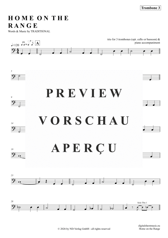 gallery: Home On The Range, American Folk Song, (Posaunen Trio + Klavier)