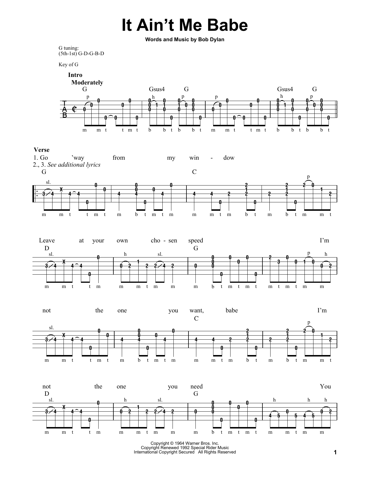 Produktgalerie: Seite 1 von 1 It Ain't Me Babe, Bob Dylan, Banjo