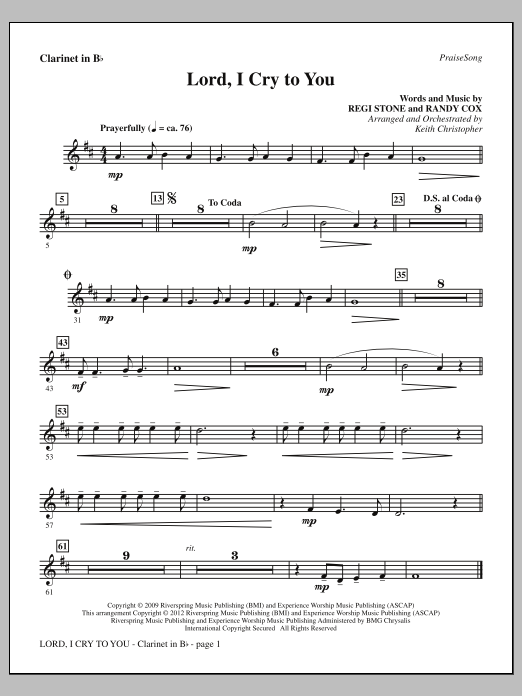 Produktgalerie: Seite 1 von 1 Lord, I Cry To You - Bb Clarinet, Keith Christopher, Chor