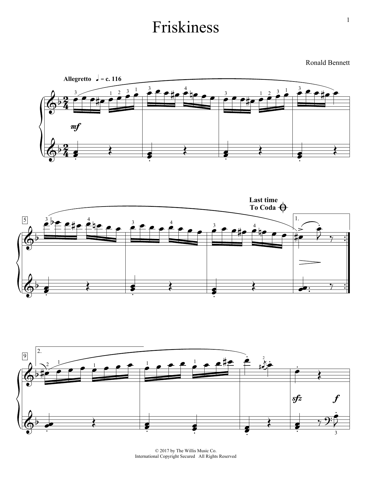 Produktgalerie: Seite 1 von 1 Friskiness, Ronald Bennett, Klavier