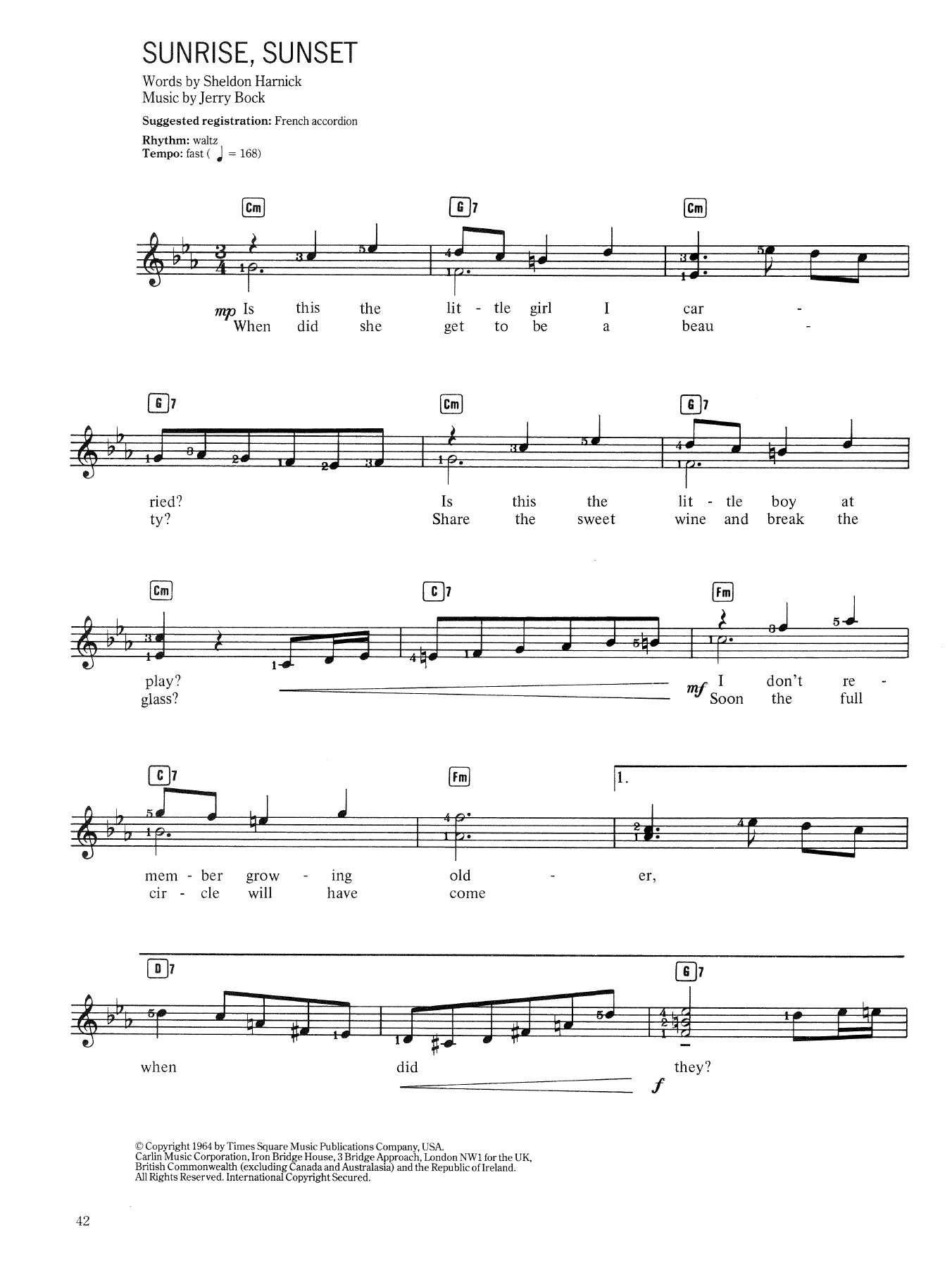 Produktgalerie: Seite 1 von 1 Sunrise, Sunset (from Fiddler On The Roof), Bock & Harnick, Melodieinstrument