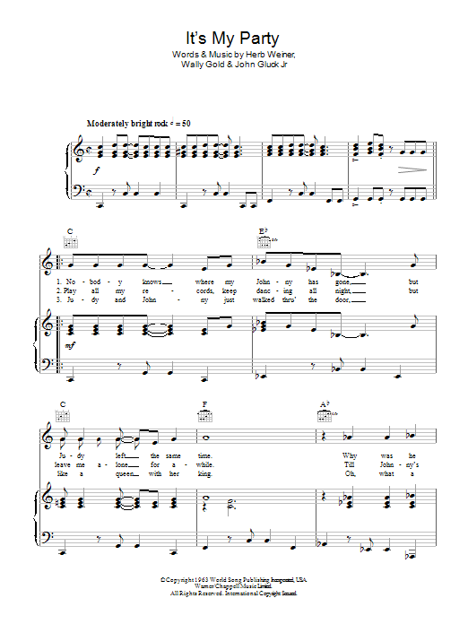 Produktgalerie: Seite 1 von 1 It's My Party, Lesley Gore, Gesang, Gitarre, Klavier