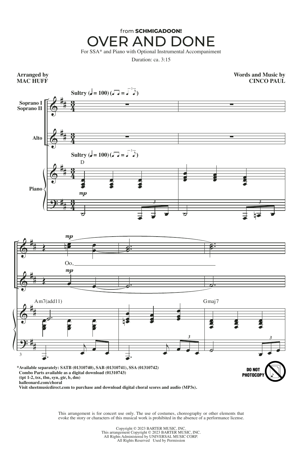 Produktgalerie: Seite 1 von 1 Over And Done (from Schmigadoon!) (arr. Mac Huff), Cinco Paul, Chor
