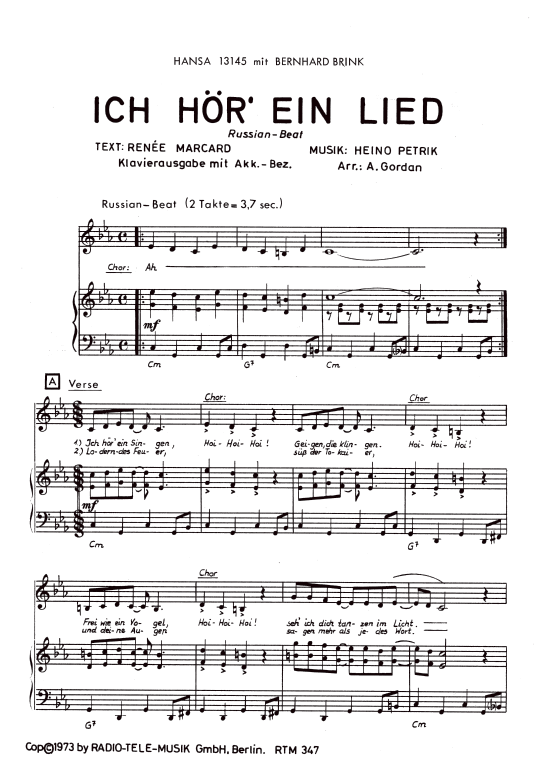 Produktbild zu: Ich hör ein LiedBernhard Brink