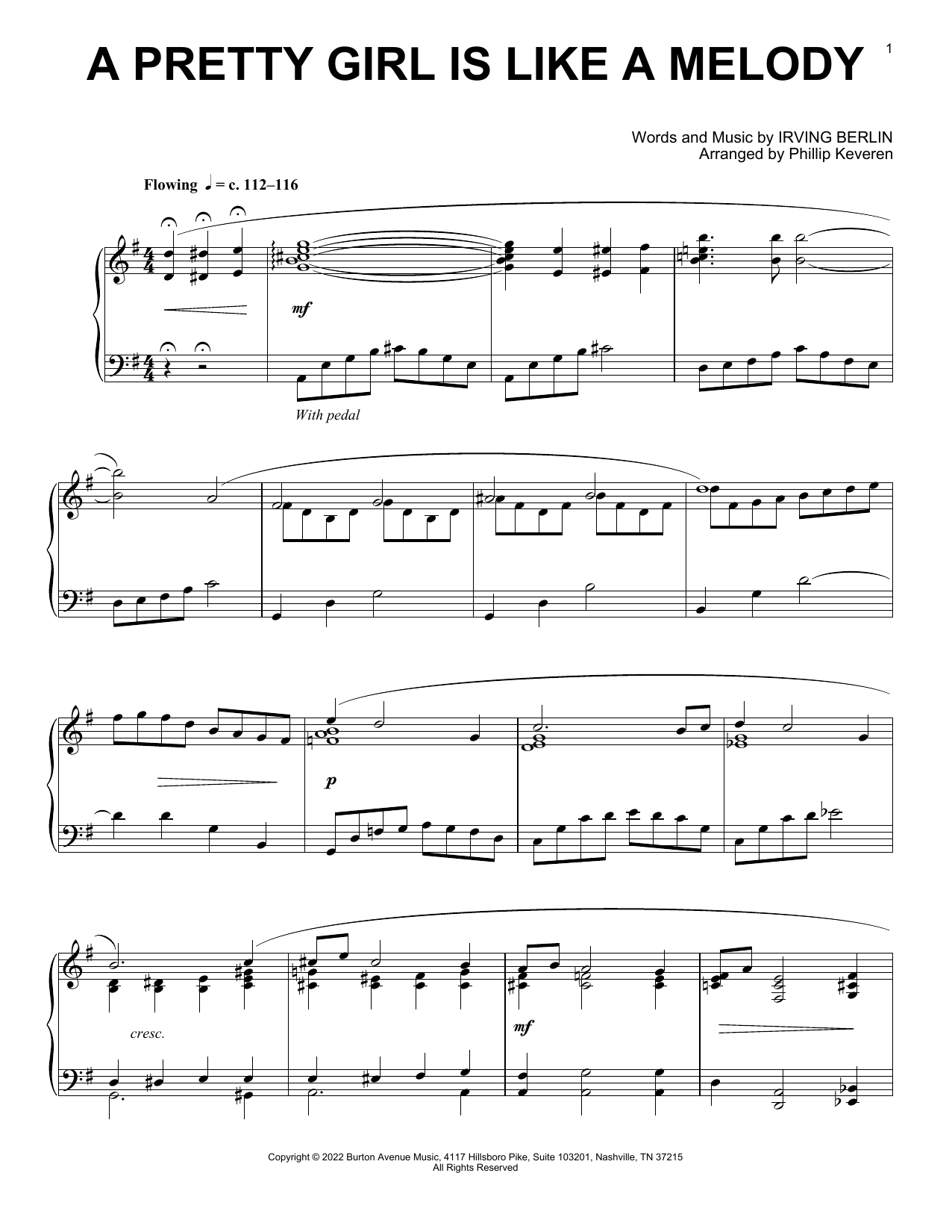Product picture to: A Pretty Girl Is Like A Melody (arr. Phillip Keveren)