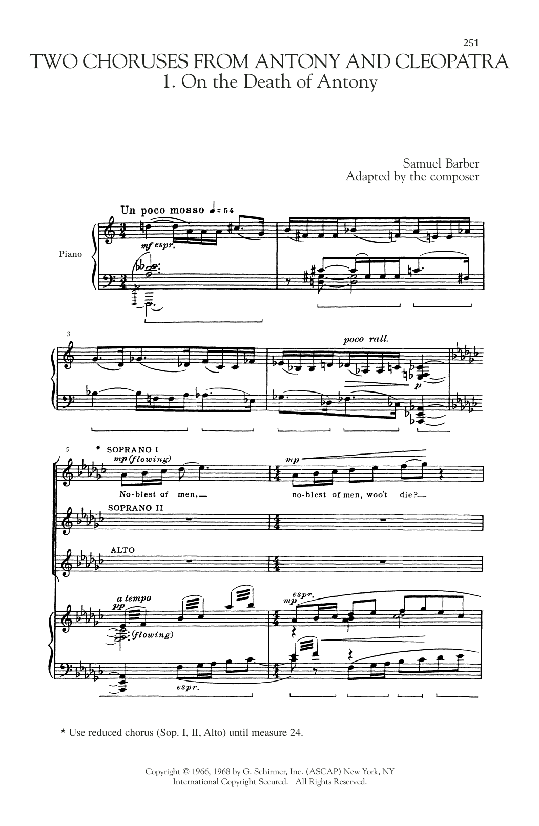 Produktgalerie: Seite 1 von 1 2 Choruses from Antony and Cleopatra, Samuel Barber, Chor