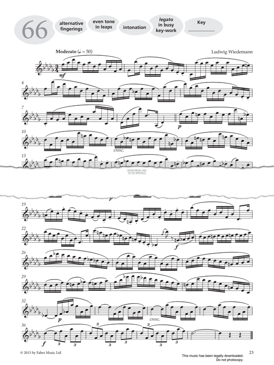 Product gallery: Page 1 of 1 Study No.66 'Moderato' (from 'More Graded Studies For Clarinet Book Two'), Ludwig Wiedemann