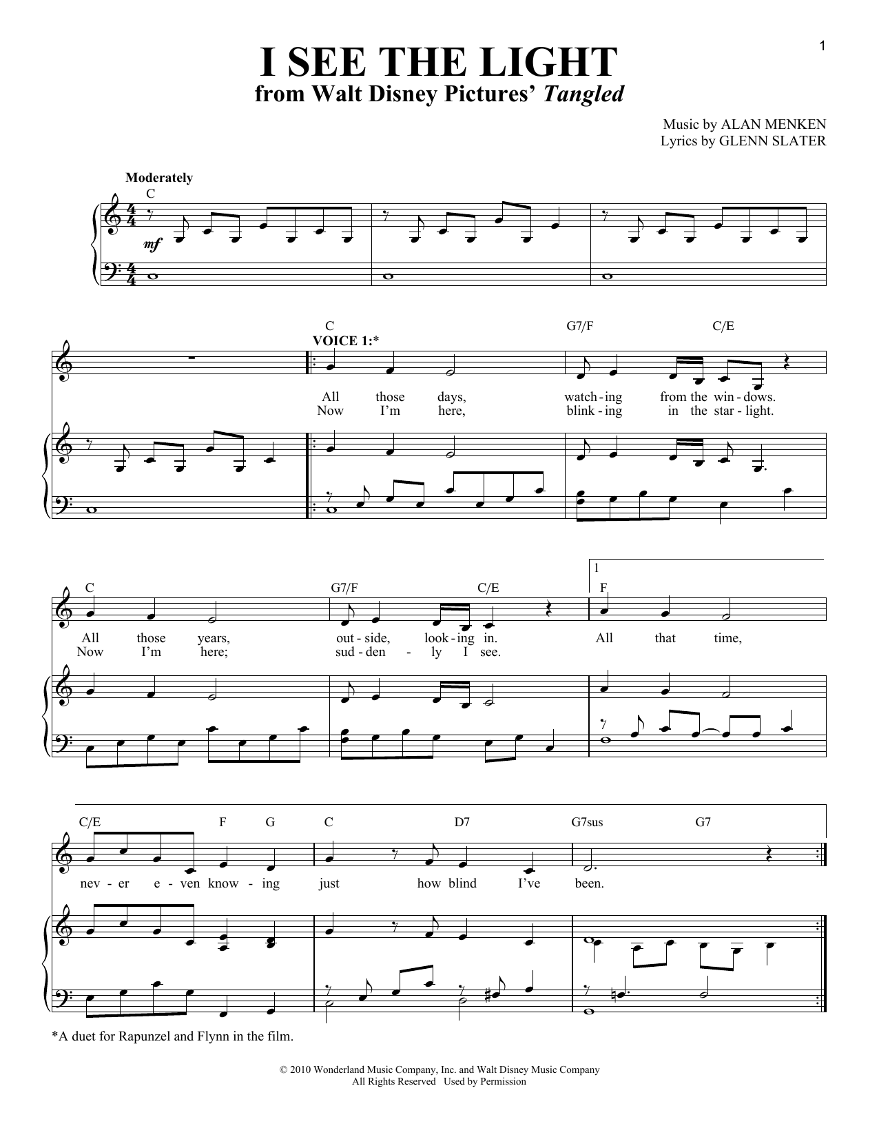 Product gallery: Page 1 of 1 I See The Light (from Tangled), Alan Menken