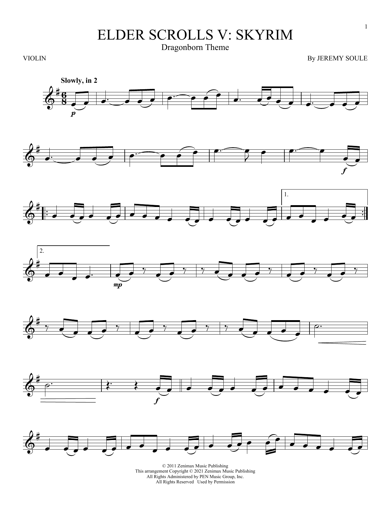 Product gallery: Page 1 of 1 Dragonborn (Skyrim Theme), Jeremy Soule