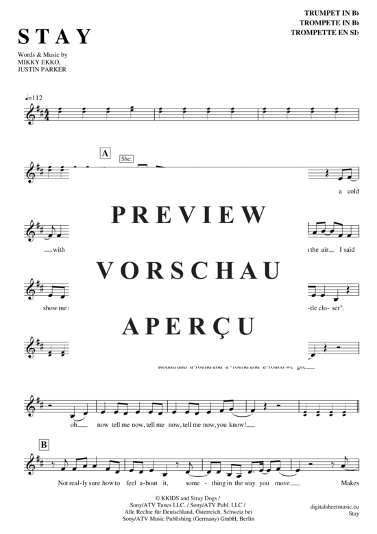 Produktgalerie: Seite 2 von 4 Stay (feat. Mikky Ekko) , Rihanna, Trompete in B