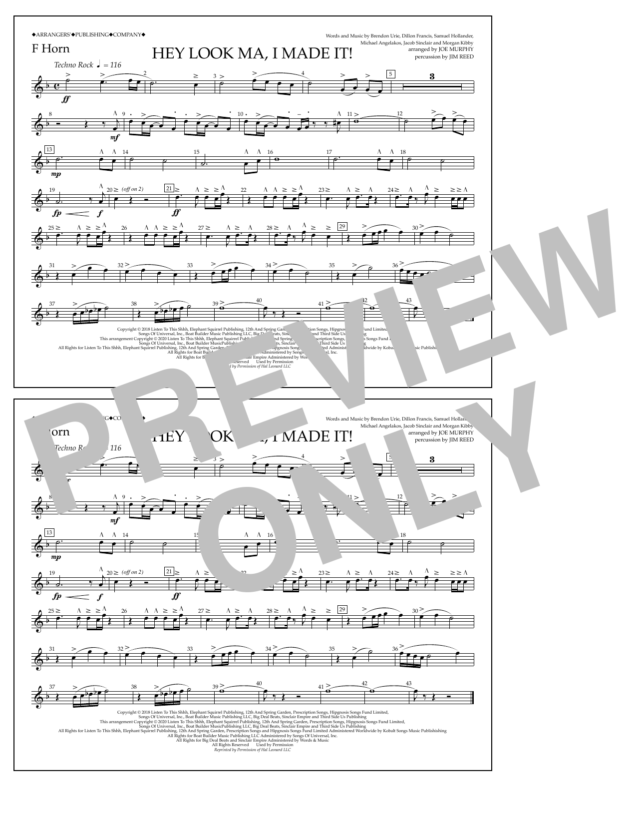 Produktbild zu: Hey Look Ma, I Made It (arr. Joe Murphy) - F Horn