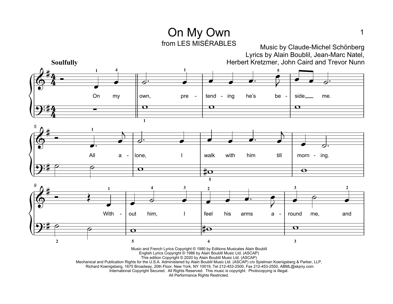Product picture to: On My Own (from Les Miserables) (arr. Christopher Hussey)