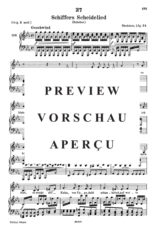 Product gallery: Page 2 of 13 Schiffers Scheidelied D.910, , Low Voice and Piano