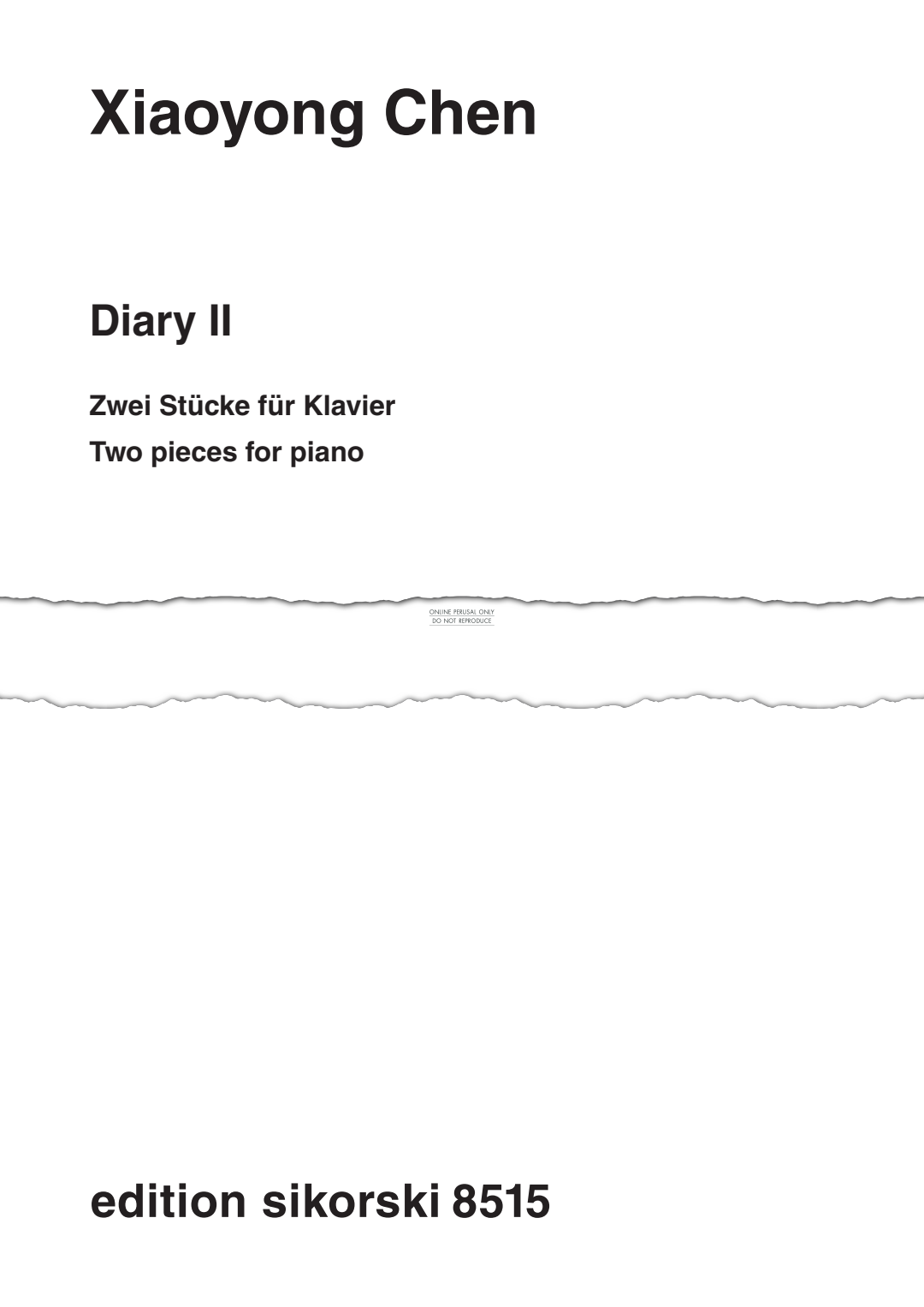 Produktgalerie: Seite 1 von 1 Diary II, Xiaoyong Chen, Klavier
