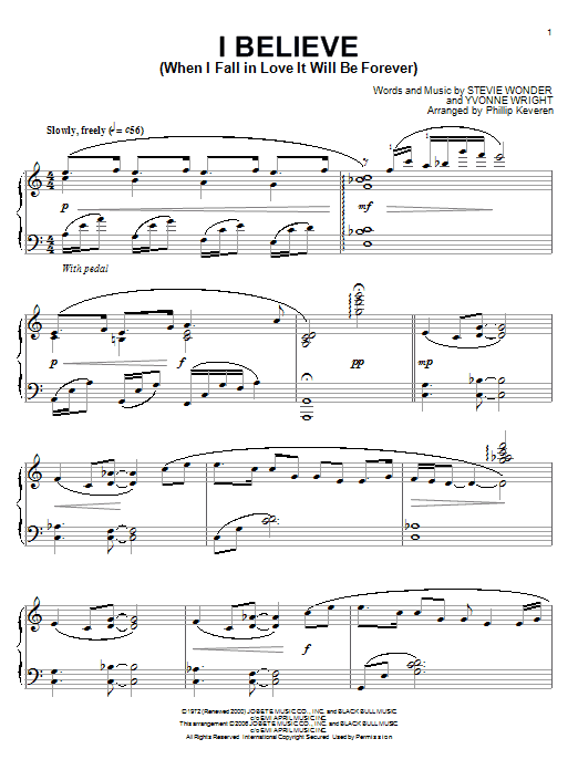 Product gallery: Page 1 of 1 I Believe (When I Fall In Love It Will Be Forever) (arr. Phillip Keveren), Stevie Wonder