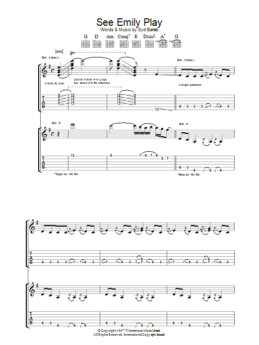 Produktgalerie: Seite 1 von 1 See Emily Play, Pink Floyd, Gitarre