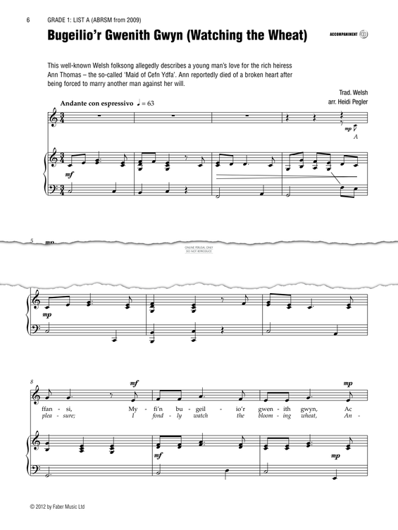 Produktgalerie: Seite 1 von 1 Bugeilio’r Gwenith Gwyn (Watching The Wheat), Welsh Traditional, Gesang, Klavier