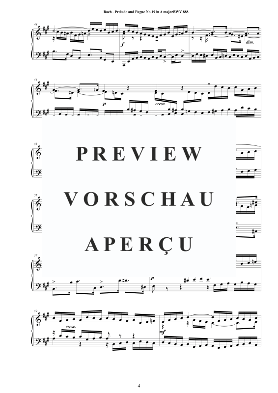 Product gallery: Page 5 of 6 Prelude and Fugue No. 19 in A major BWV 888, , Solo Piano