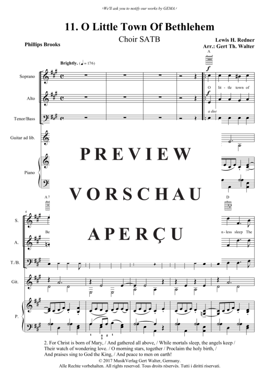 Produktgalerie: Seite 2 von 3 O Little Town Of Bethlehem , , (Gemischter Chor, Gitarre + Klavier)