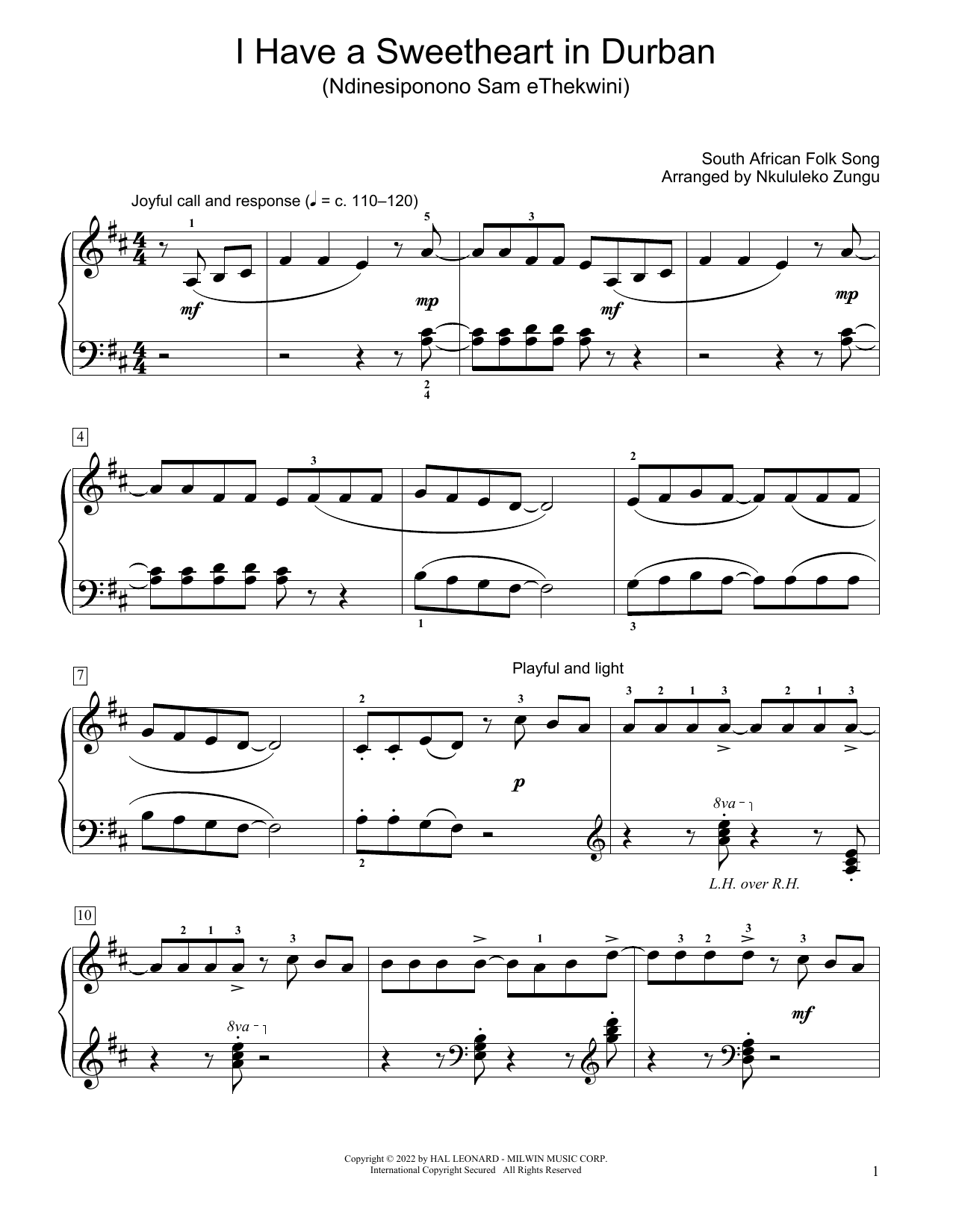 Produktbild zu: I Have A Sweetheart In Durban (Ndinesiponono Sam Ethekwini) (arr. Nkululeko Zungu)