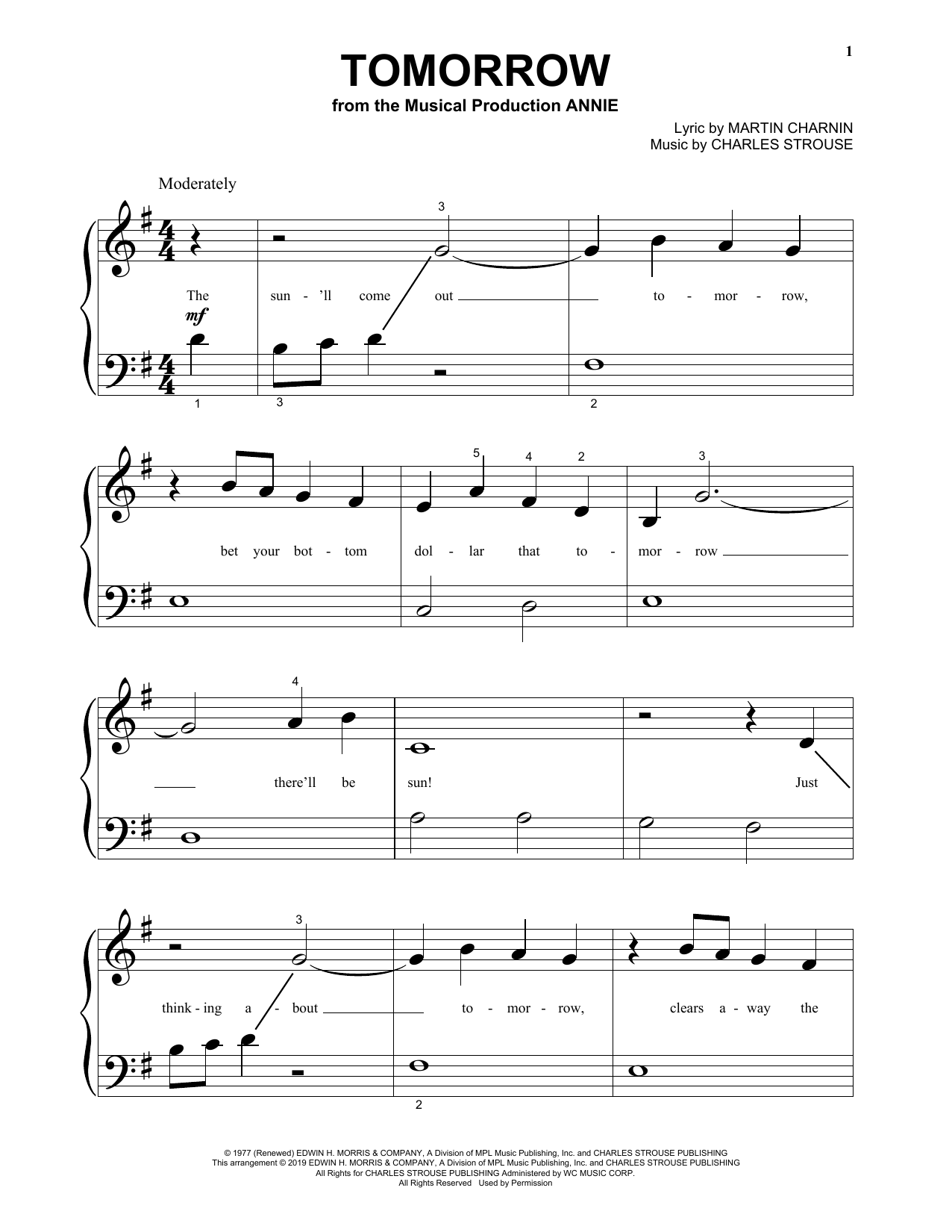 Produktgalerie: Seite 1 von 1 Tomorrow (from Annie), Charles Strouse, Klavier