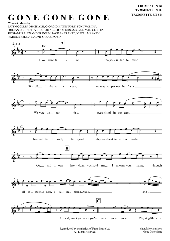 Produktbild zu: Gone Gone GoneDavid Guetta, Teddy Swims, Tones And I