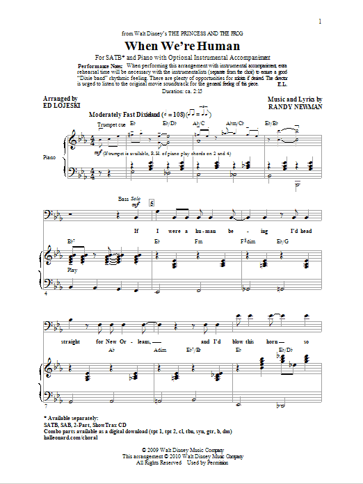 Produktbild zu: When We're Human (from The Princess And The Frog)