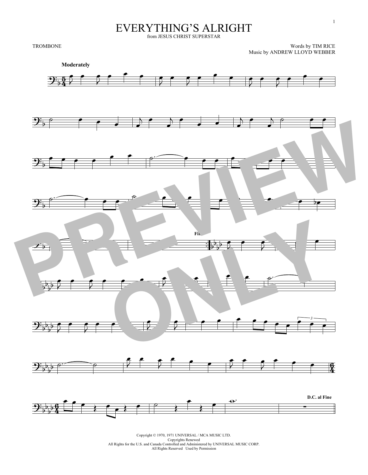 Product gallery: Page 1 of 1 Everything's Alright (from Jesus Christ Superstar), Andrew Lloyd Webber