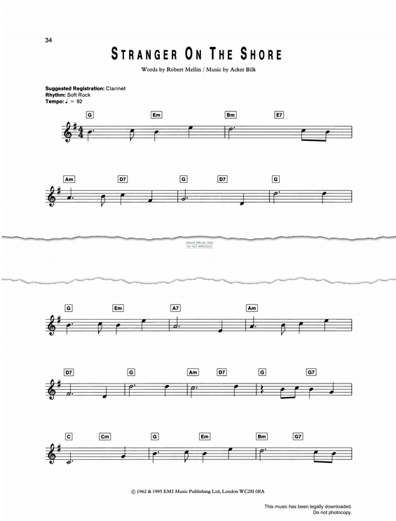 Produktgalerie: Seite 1 von 1 Stranger On The Shore, Acker Bilk, Keyboard