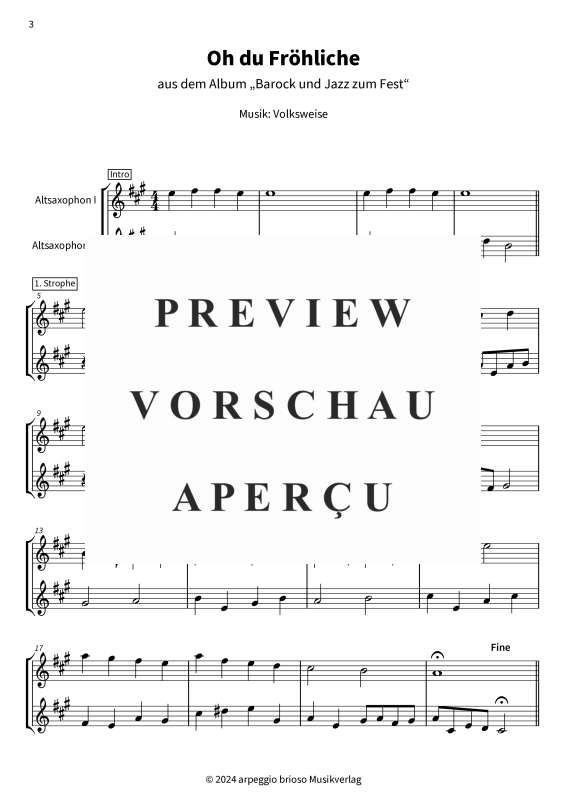 Product gallery: Page 1 of 8 Oh du Fröhliche - aus dem Album Barock und Jazz zum Fest, , (Duet 2x alto saxophone)
