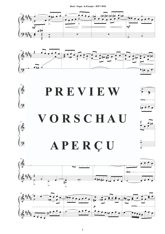 Produktgalerie: Seite 4 von 6 Fuge in H-Dur BWV 892b - Piano Version, , Klavier Solo
