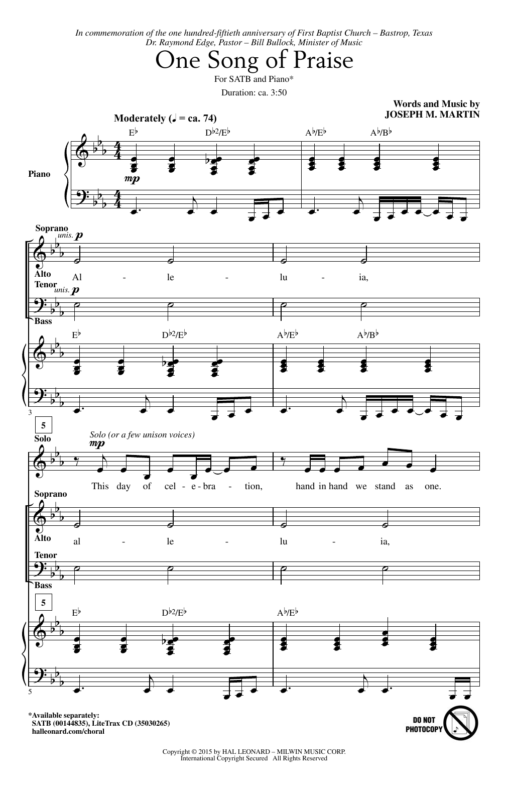 Produktbild zu: One Song Of Praise