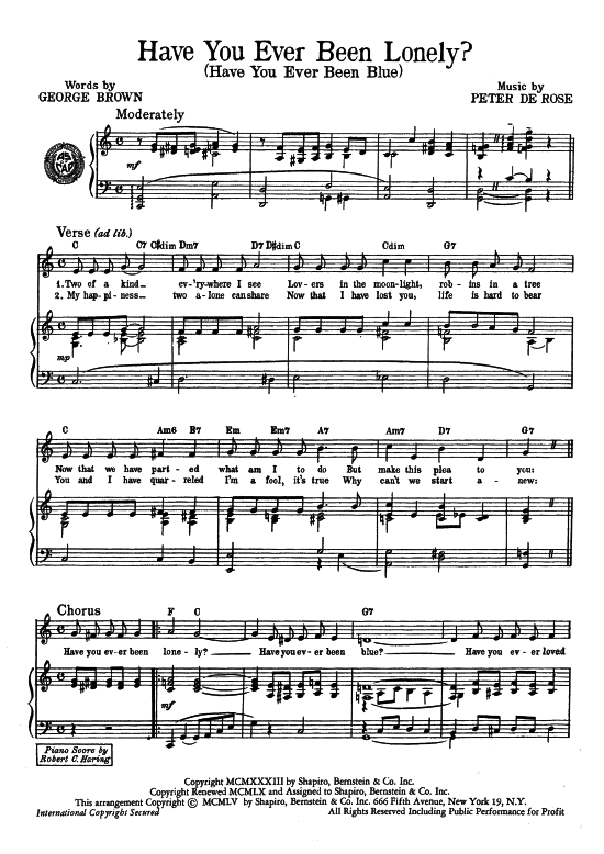 Produktbild zu: Have You Ever Been Lonely? (Have You Ever Been Blue) Popular Standard